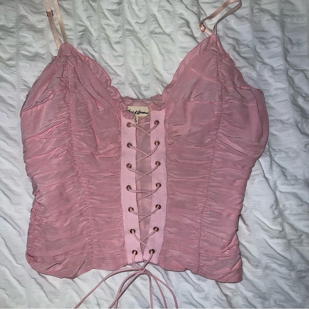 For love and lemons pink corset top